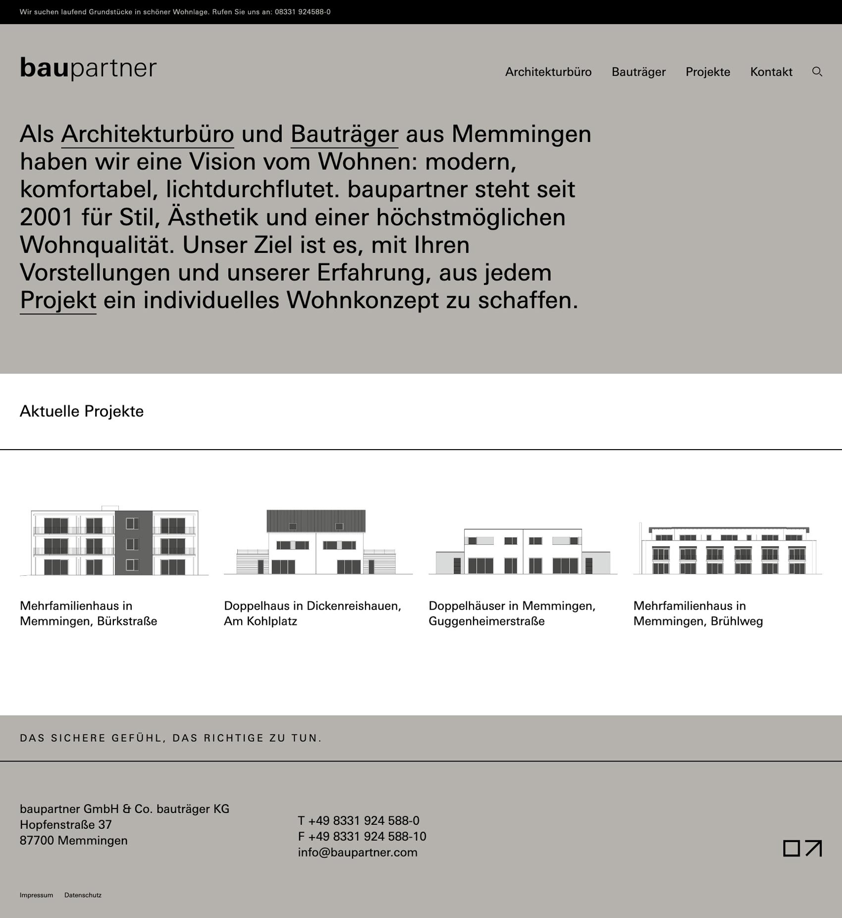 Homepage für Architekturbüro baupartner aus Memmingen