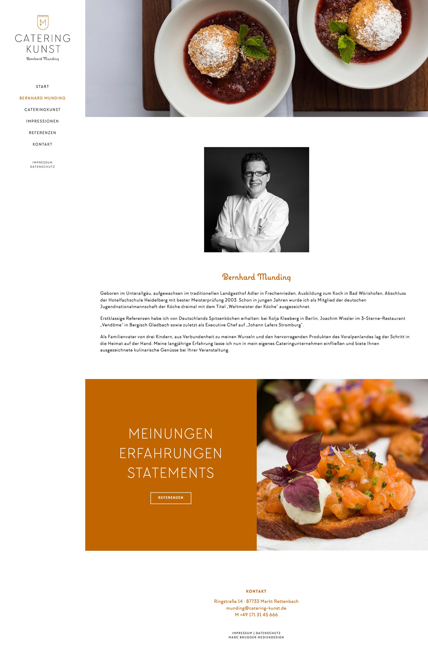 Homepage und Website-Design für Caterer Bernhard Munding